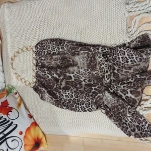 Animal print top no stains or damage gently used and gold chain